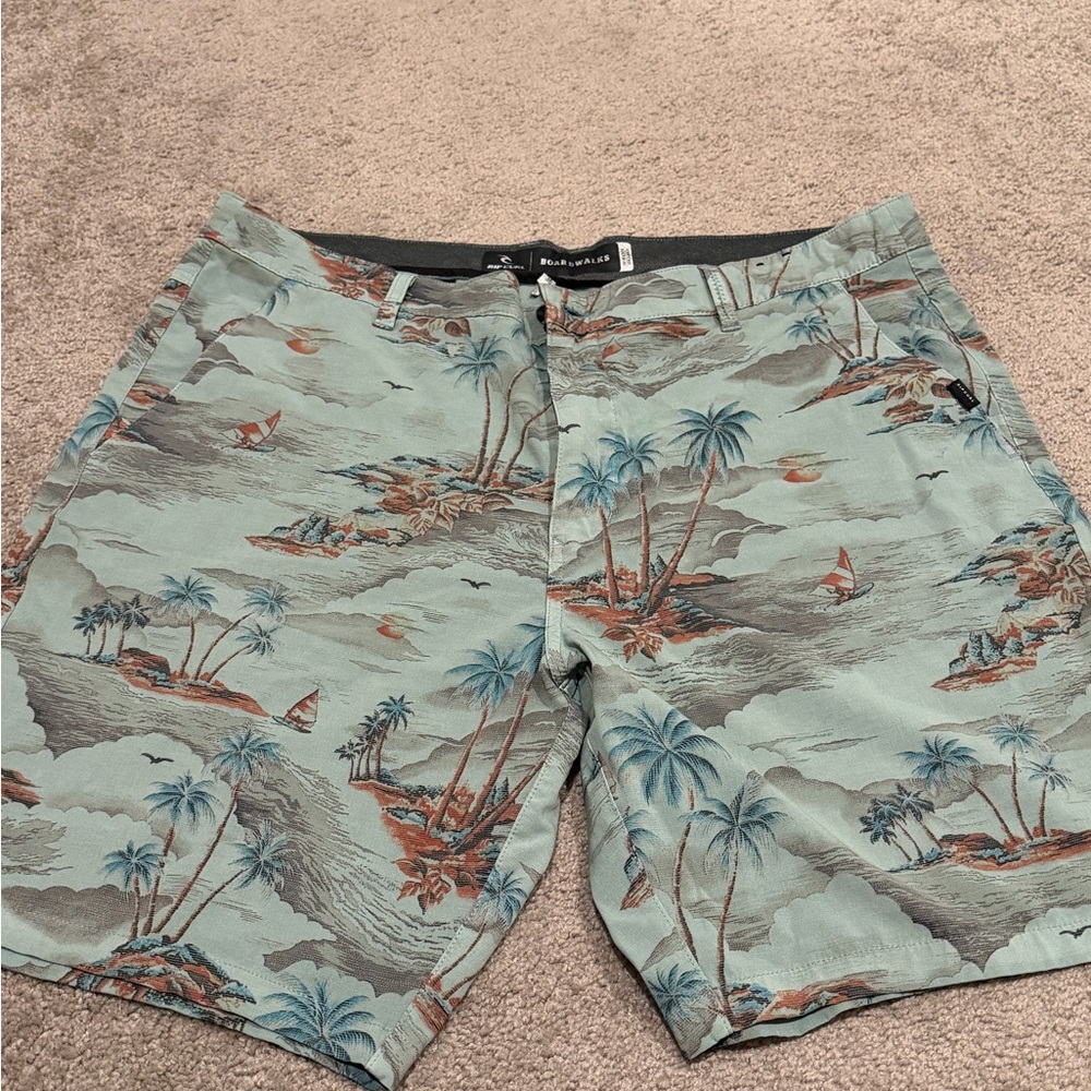 Rip Curl Men's Scenic Print Swim Shorts - Green and Brown